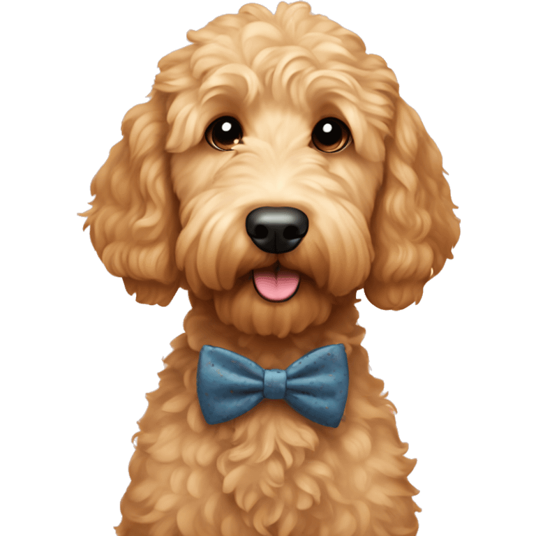 Goldendoodle with bow tie emoji