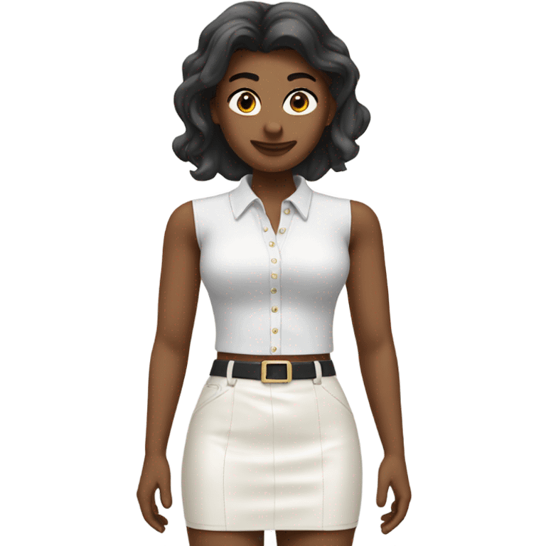 White High waisted leather skirt isolated emoji