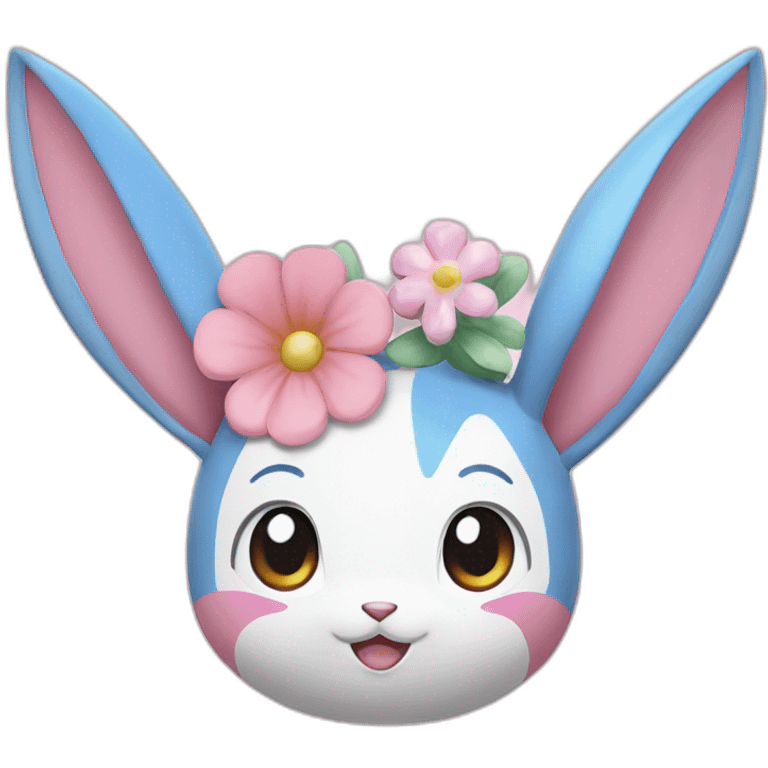 Pokemon Sylveon zoom in her head with flower emoji