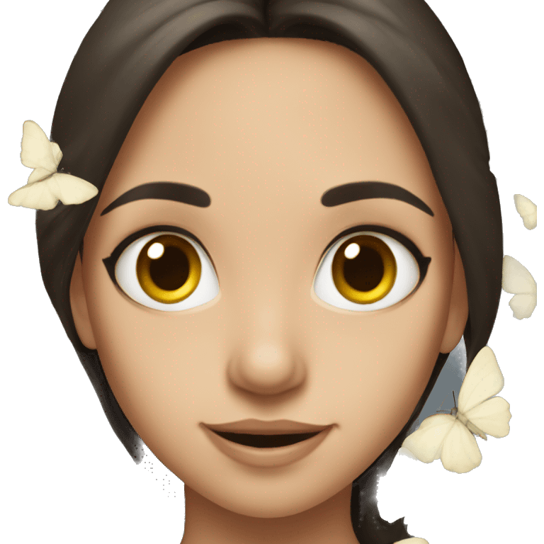 Brunette Girl with white Butterflys emoji