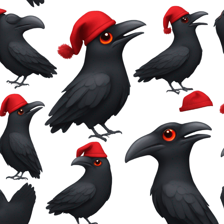 Black crow with red hat and red eyes  emoji