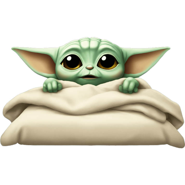 Baby Yoda waking up emoji