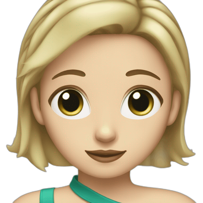 Blonde woman with short hair blue green eyes with one dark tortoise shell cat emoji