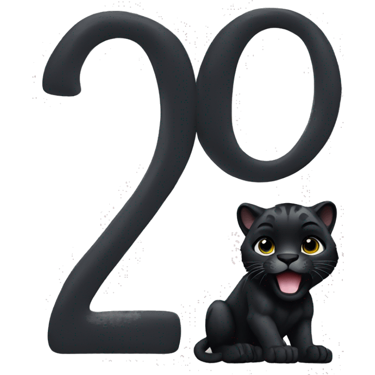 Black panther holding the number 0 in its paws emoji