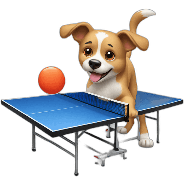 chien qui fait du ping pong emoji