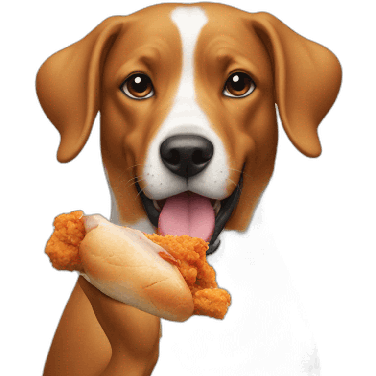 Dog eating chicken emoji