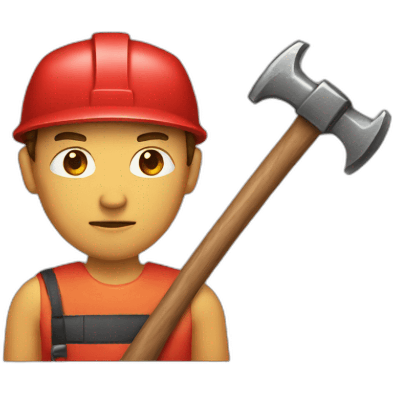 men with a red hammer emoji