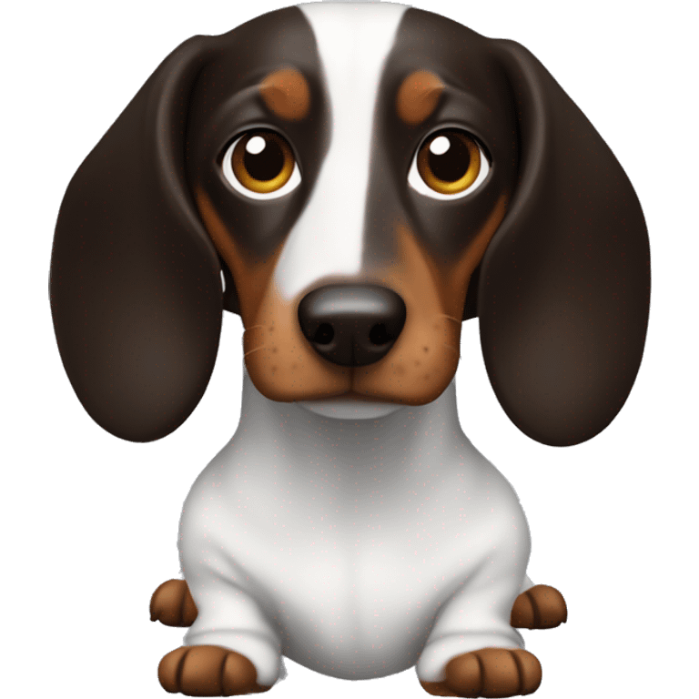 Dark Brown Long-haired dachshund in white sweater  emoji