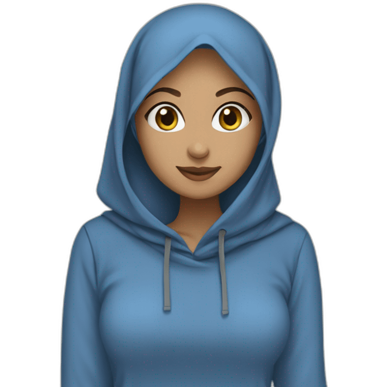 Hijab girl Blue hoodie wearing  emoji