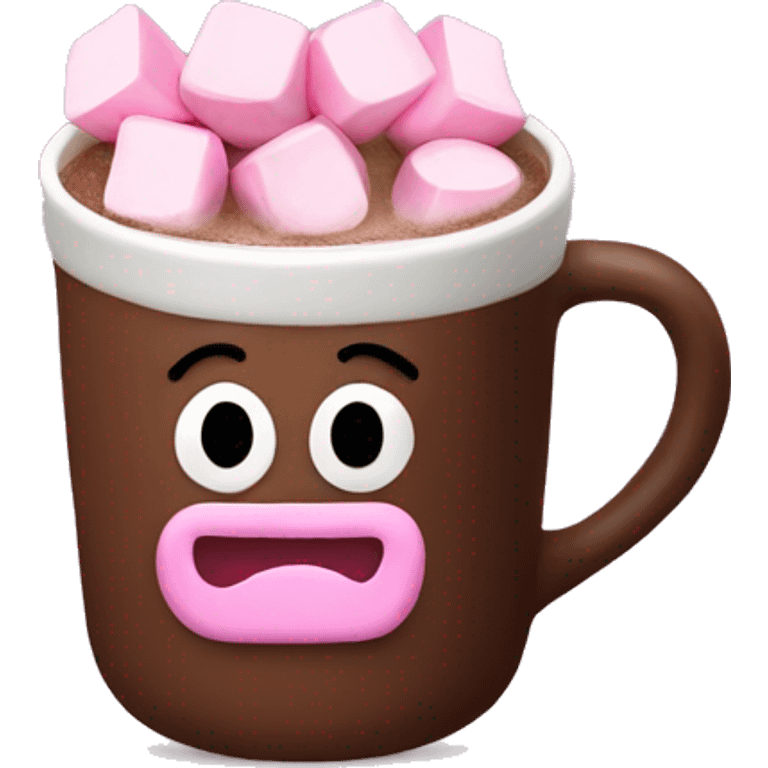 hot chocolate with pink marshmallows  emoji