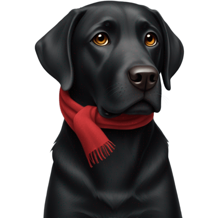 Black Labrador with a red scarf emoji