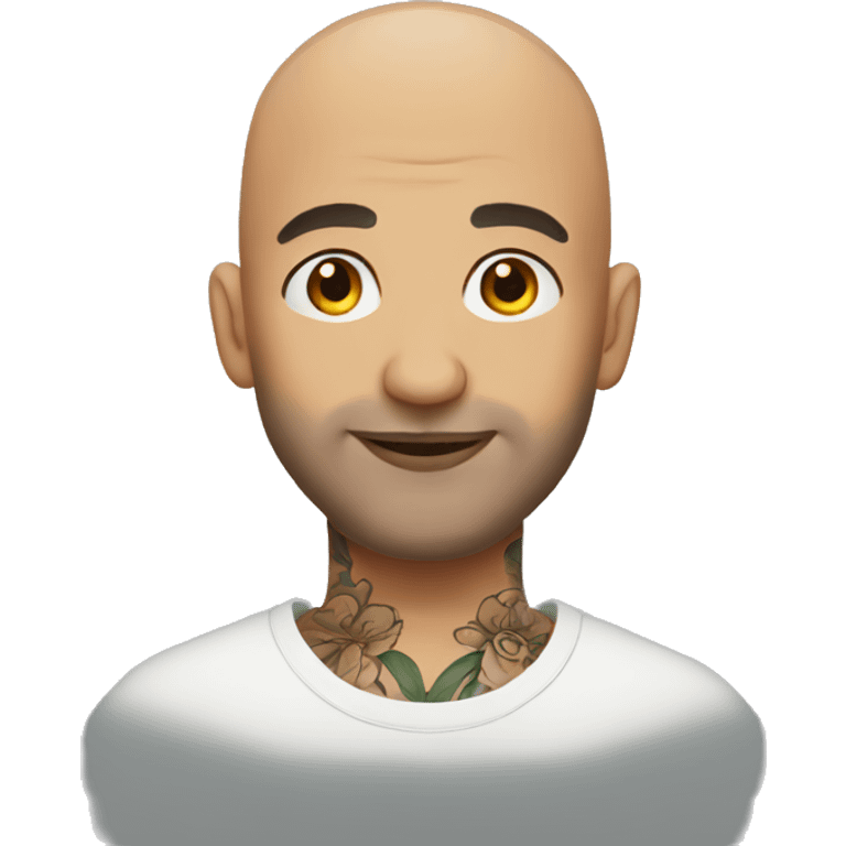 Bald man wearing tattoos  emoji