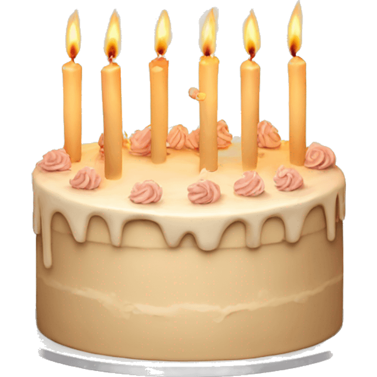 Aesthetic beige birthday cake with candles emoji