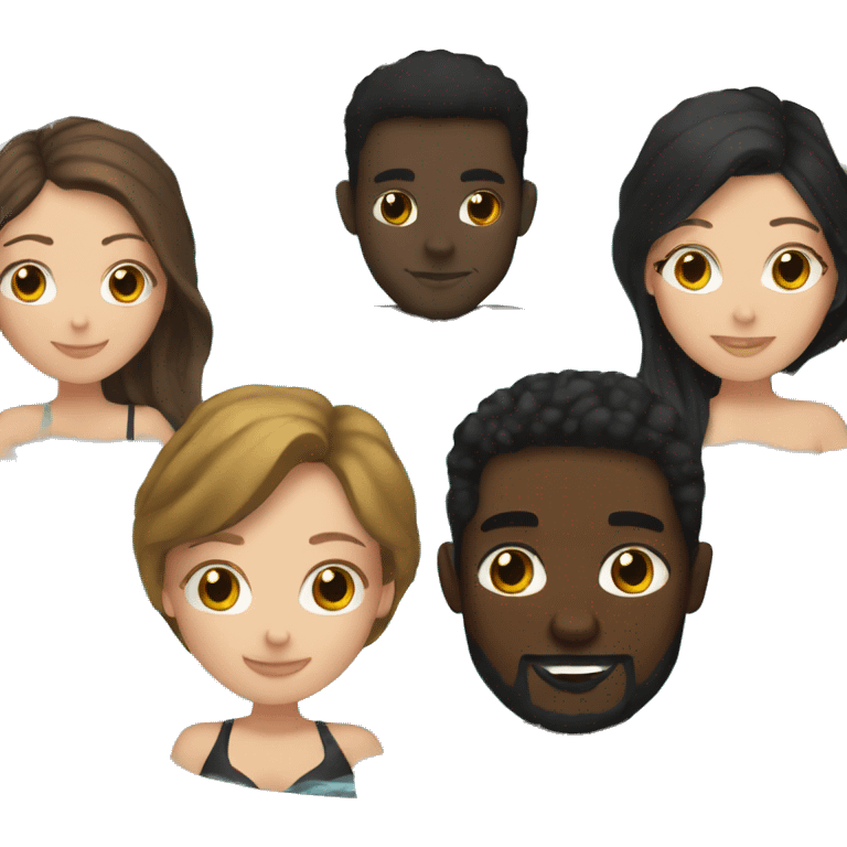 White women with brown hair and black man with black hair sitting in hot tub emoji