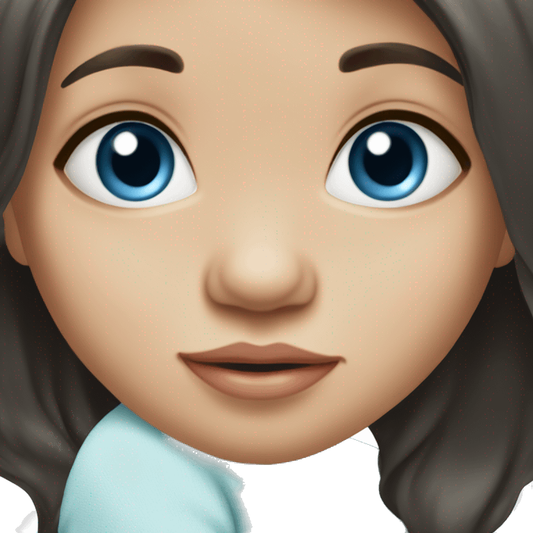 newborn baby girl daughter with dark straight hair and blue eyes emoji