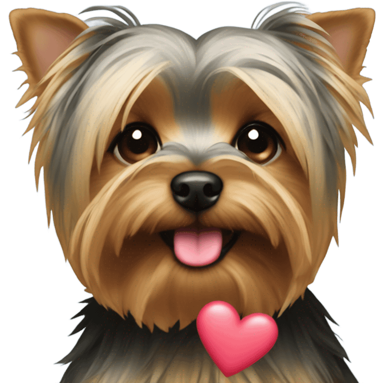 Yorkie with a heart kissing face emoji