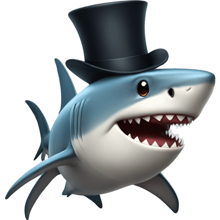 Shark with a top hat emoji