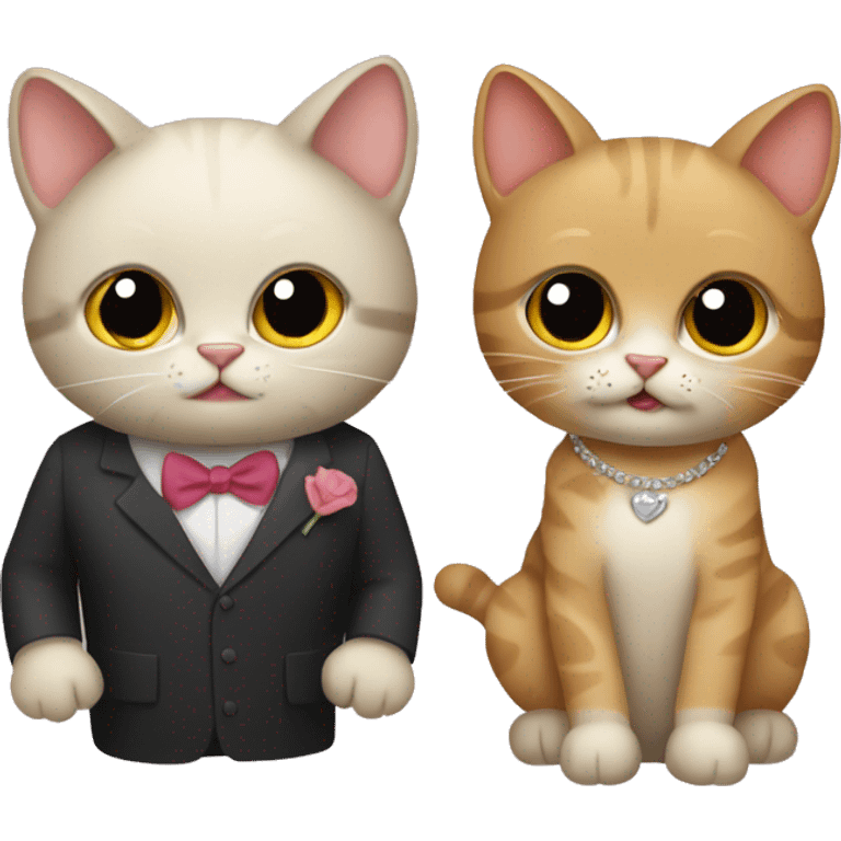 two cats dressed up for a date emoji