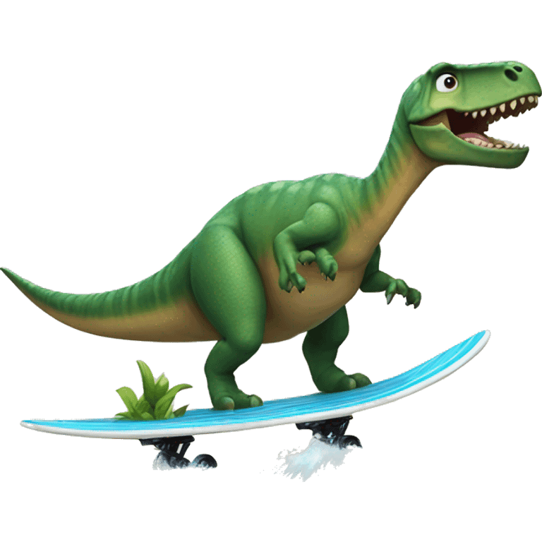 Dinosaur surfing emoji