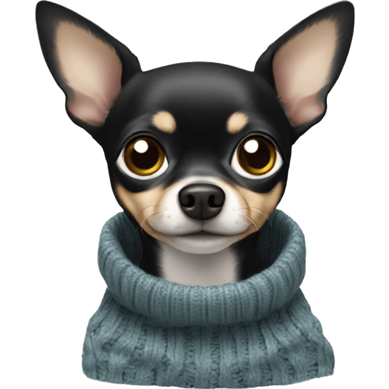 black chihuahua dog wearing sweater emoji