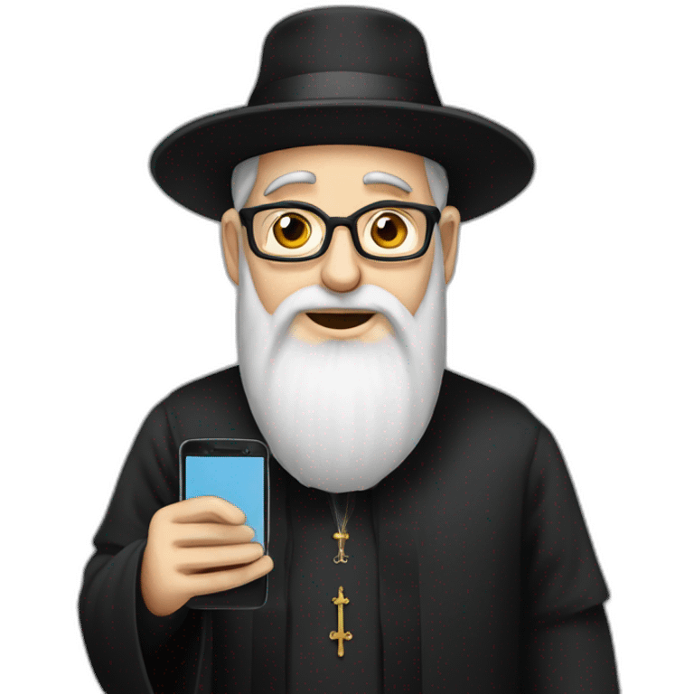 Orthodox Rabbi with smartphone emoji