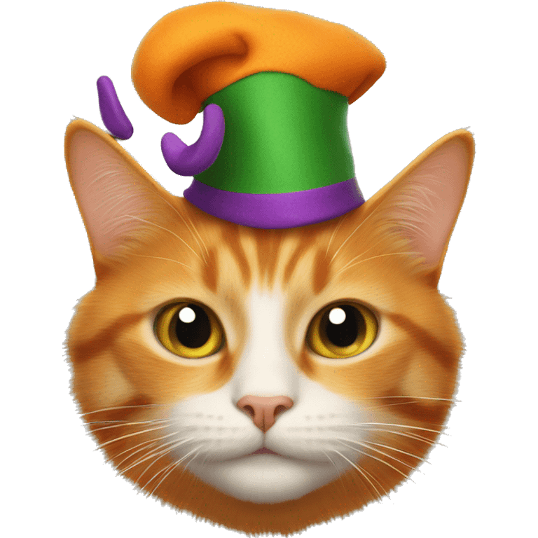 Orange cat with jester hat emoji