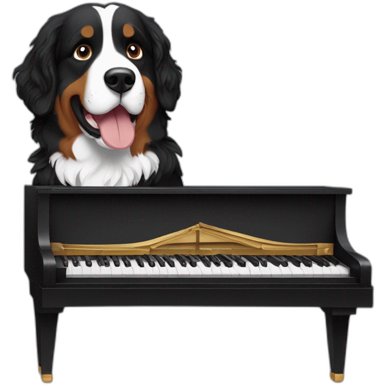 Bernese mountain dog playing piano emoji