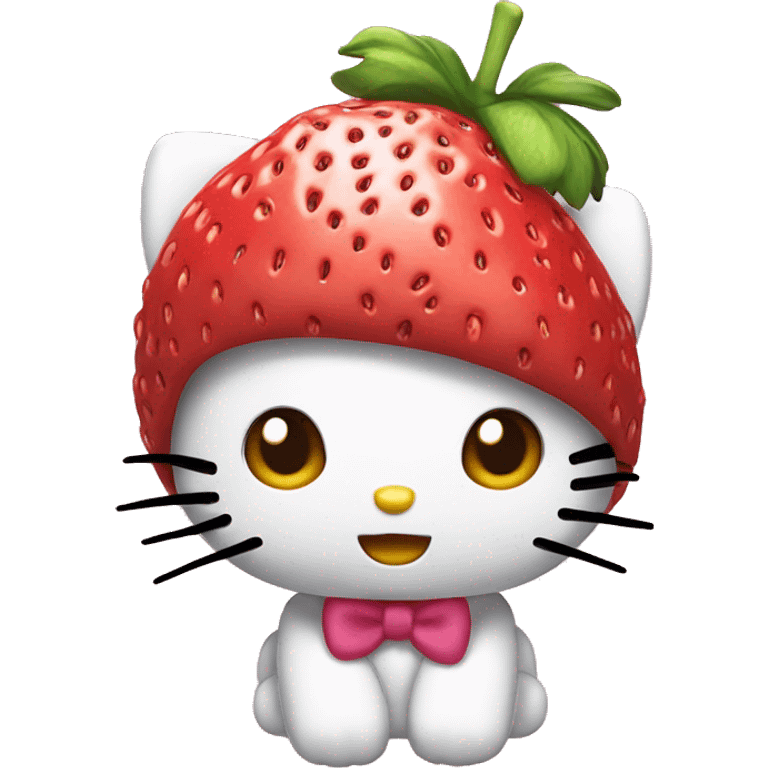 Hello kitty with a strawberry hat emoji