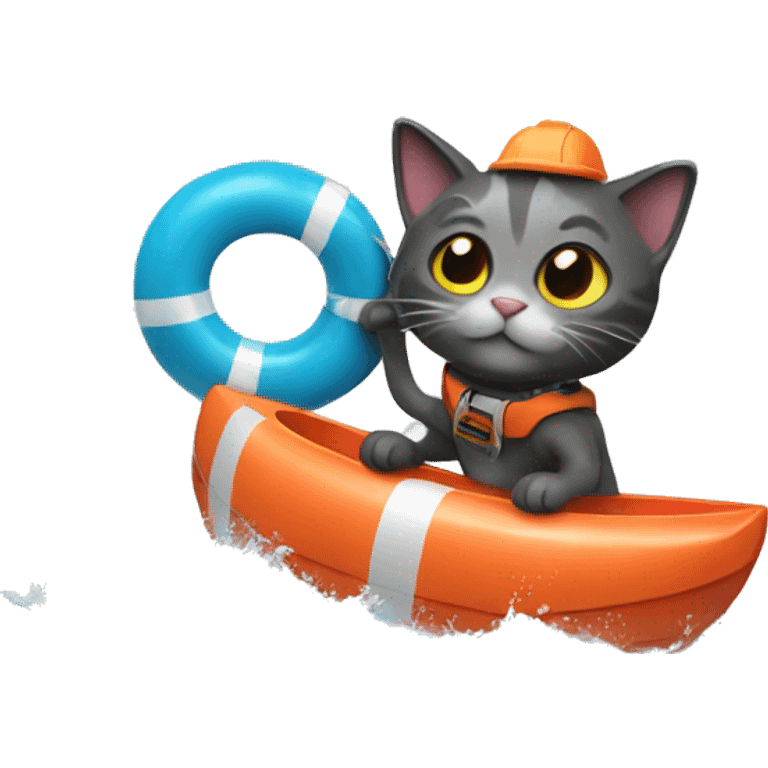 Cat with a buoy surfing  emoji