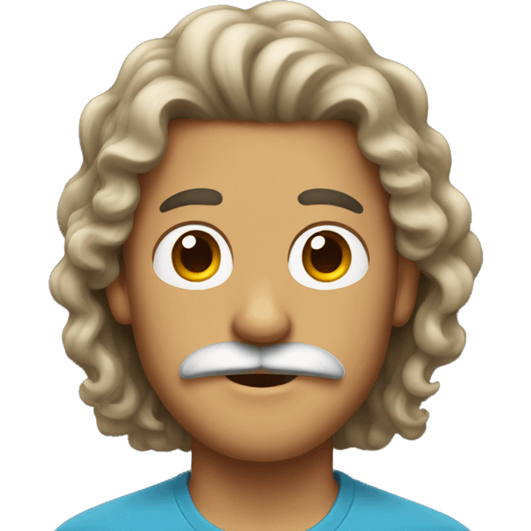 guy with long brown curly hair and a mustache  emoji