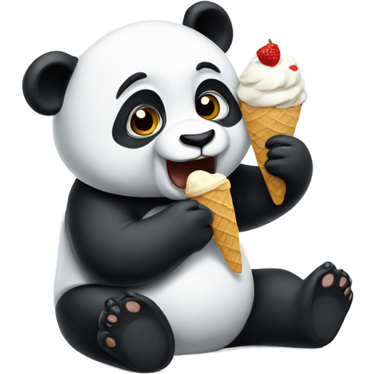 Panda eating ice cream emoji