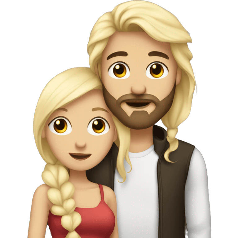 Kissing Couple he dark hair with beard she blonde lobg hair emoji