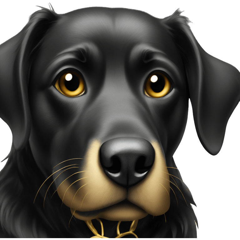 black dog with gold emoji