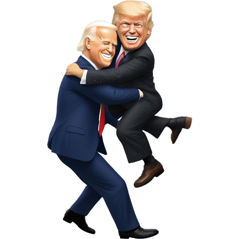 Donald Trump giving Joe Biden a piggyback ride ￼ emoji