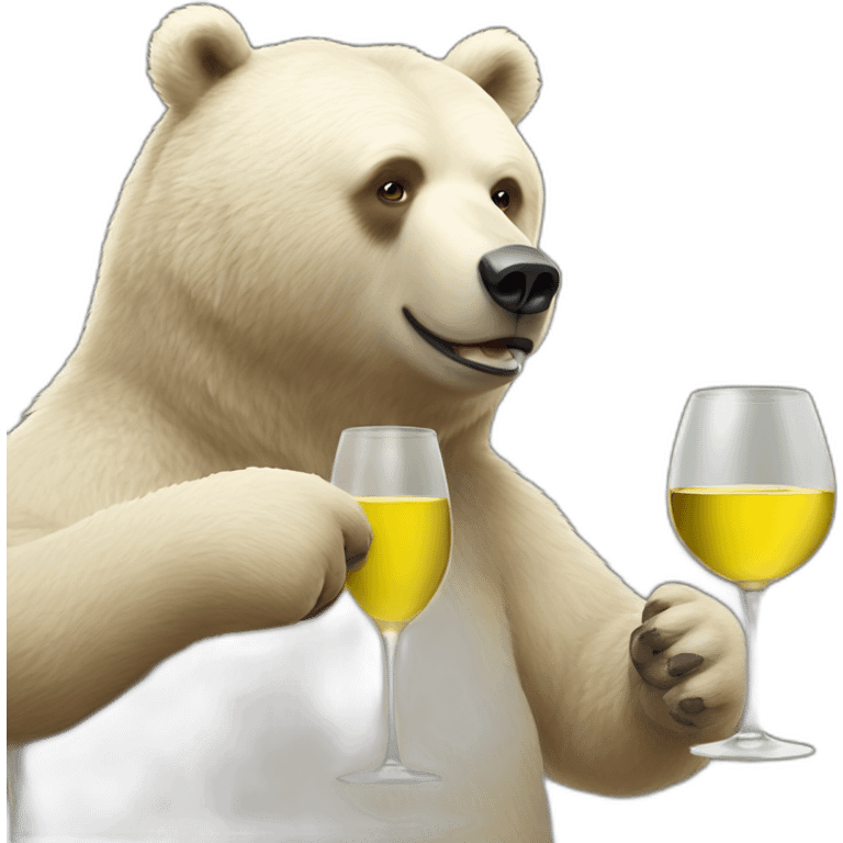 two different size bears drinking white wine standing emoji