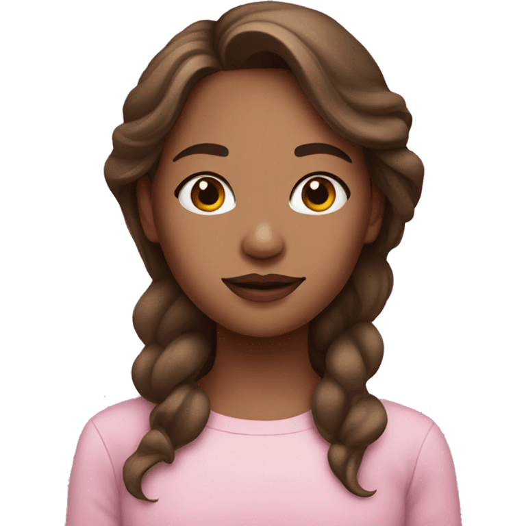 Girl with brown hair and pink lips emoji