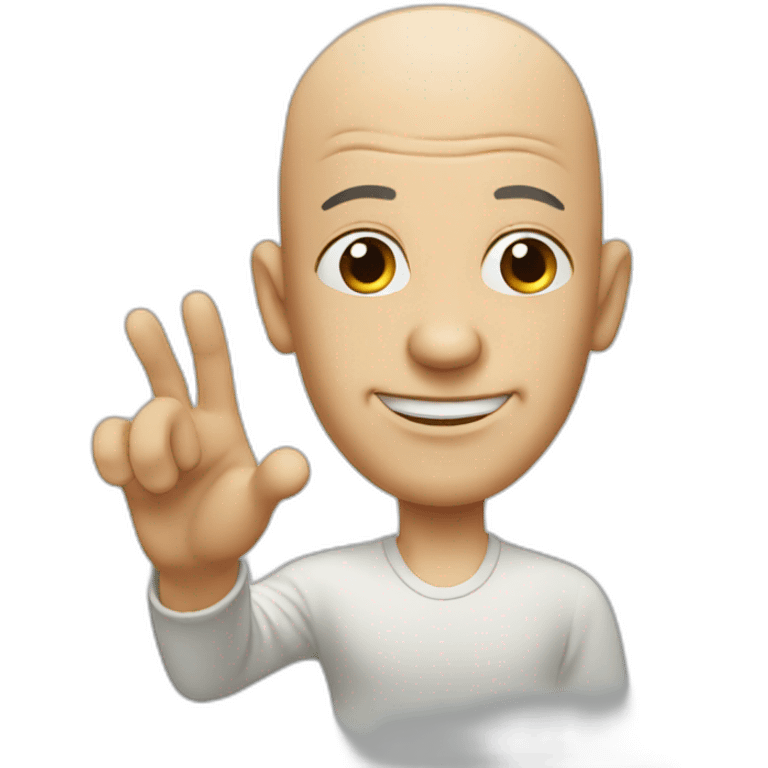 a bald man with a long nose waving his hand emoji