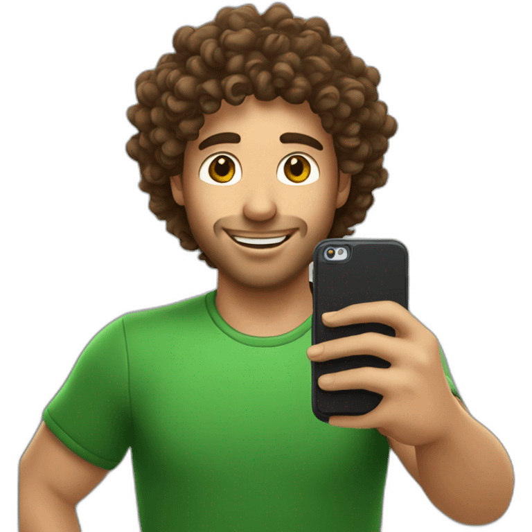 man taking selfie, curly brown hair, brazilin  emoji