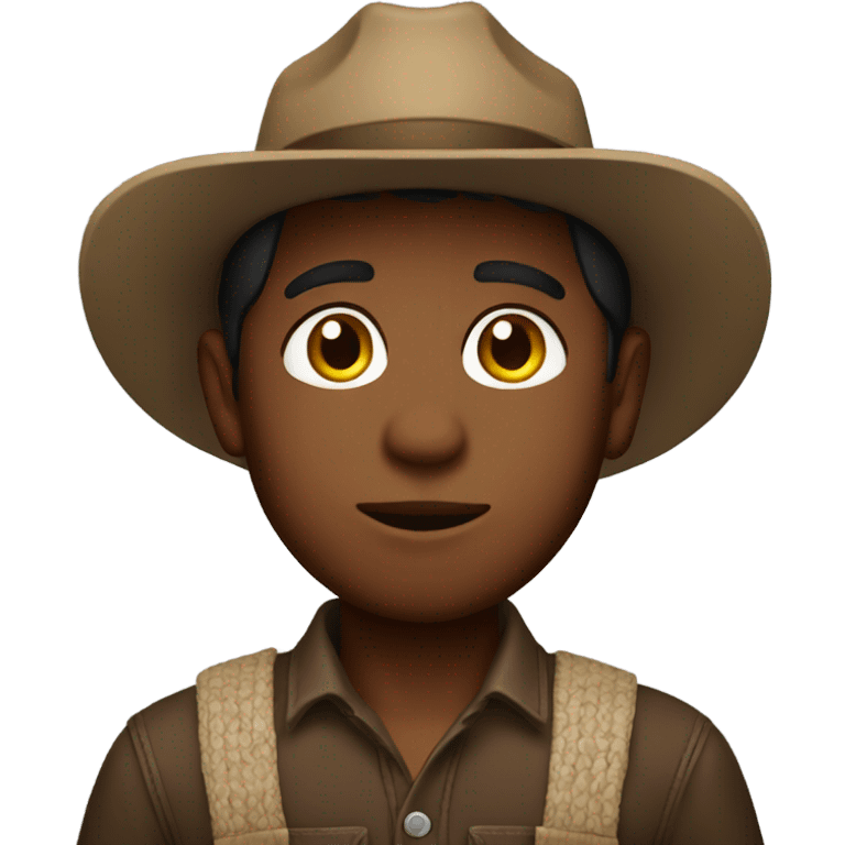 Brown boy with farmer outfit emoji