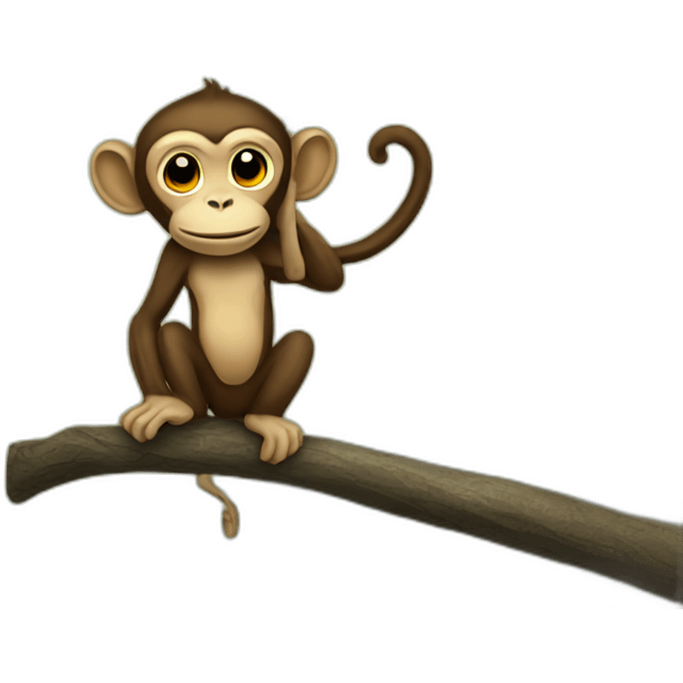 Monkey with umbrella on tree emoji