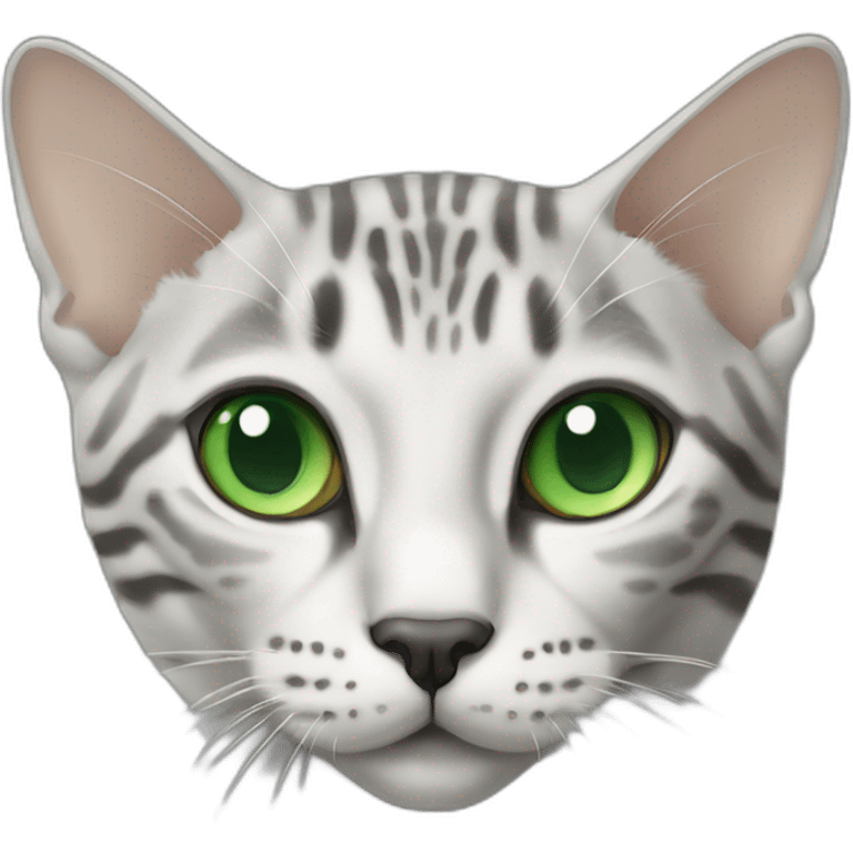 Egyptian Mau cat with green eyes, full-body emoji