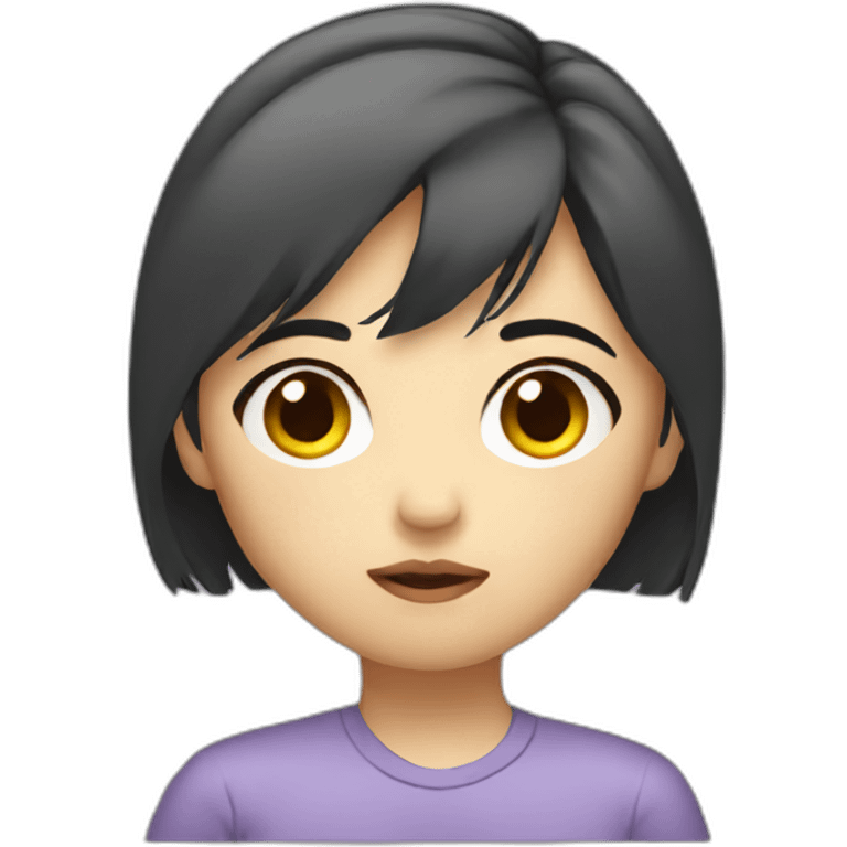 Asian Girl with short hair sad emoji