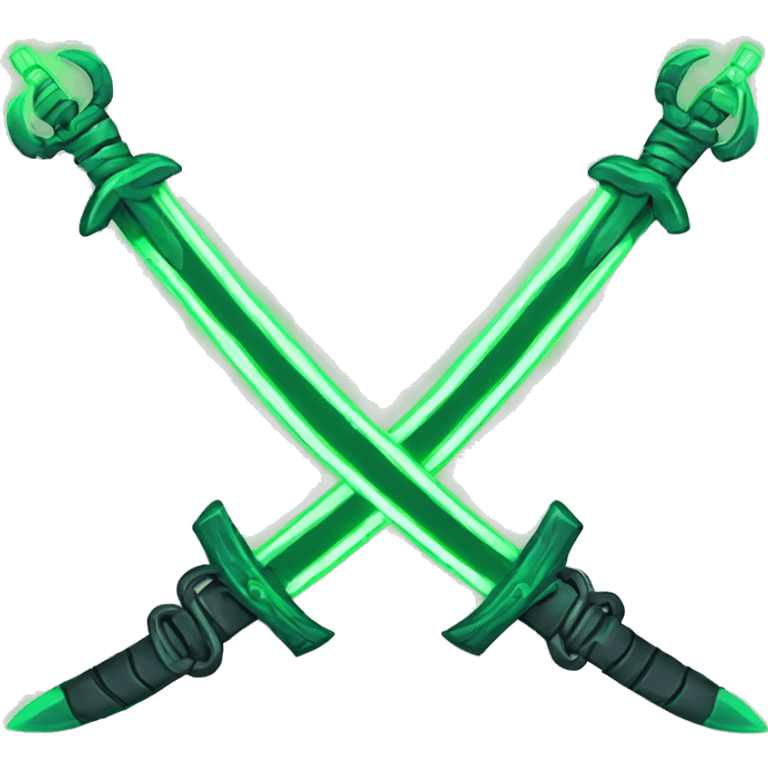 Twin green neon swords attached by chain emoji