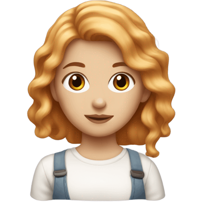 White girl with strawberry blonde hair doing art  emoji