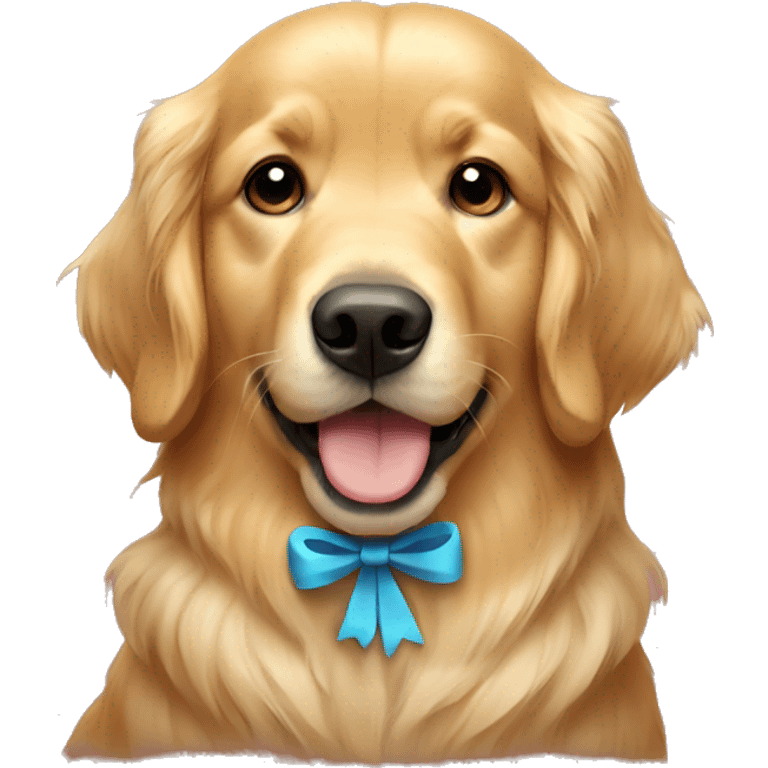 A golden retriever with a bow emoji