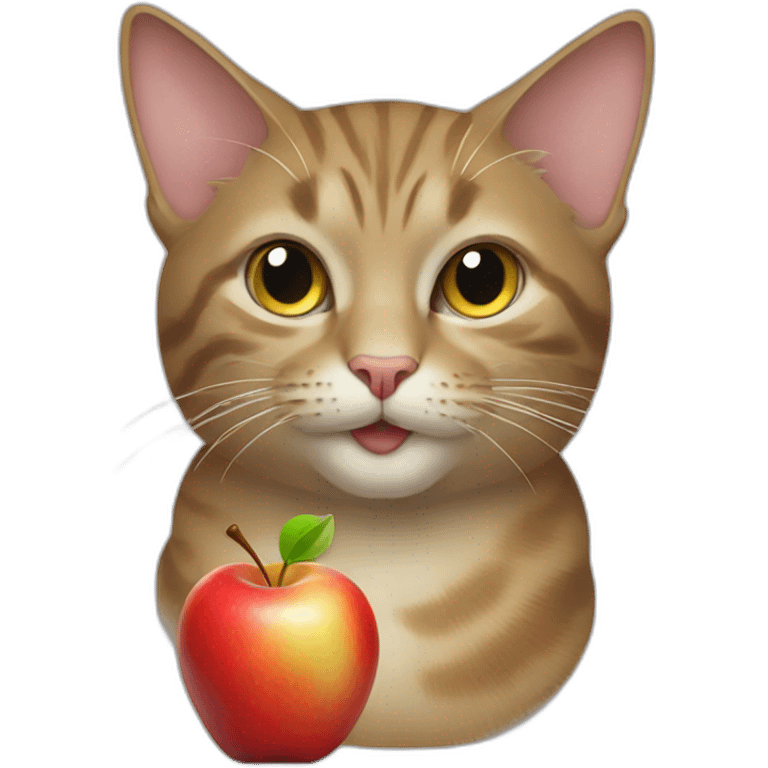 Cat with a apple emoji