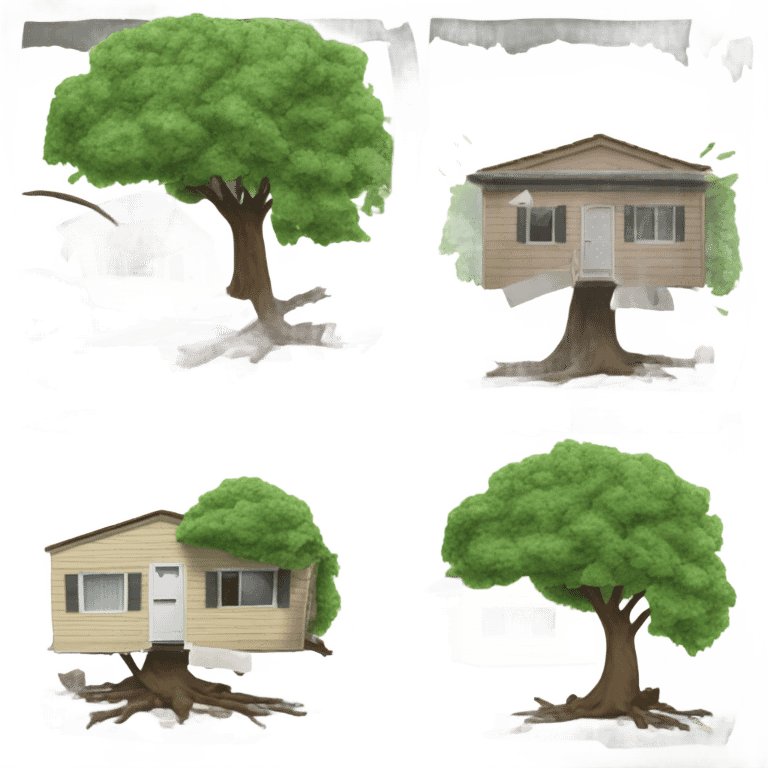 Tree falling on mobile home  emoji