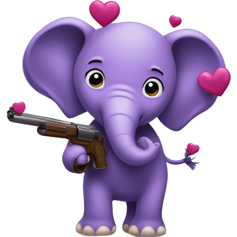 Purple elephant shootin hearts emoji