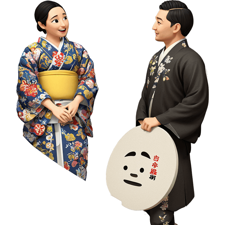 kimono couple fine art parody emoji