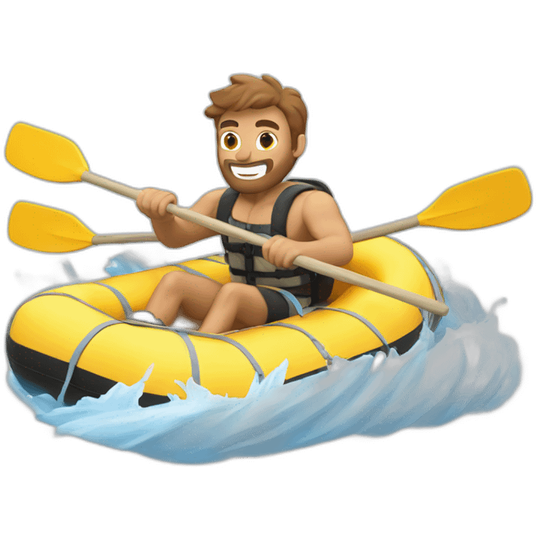 Tan muscular guy white water rafting emoji